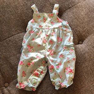 CARTERS 6 mth overalls robin blue with roses